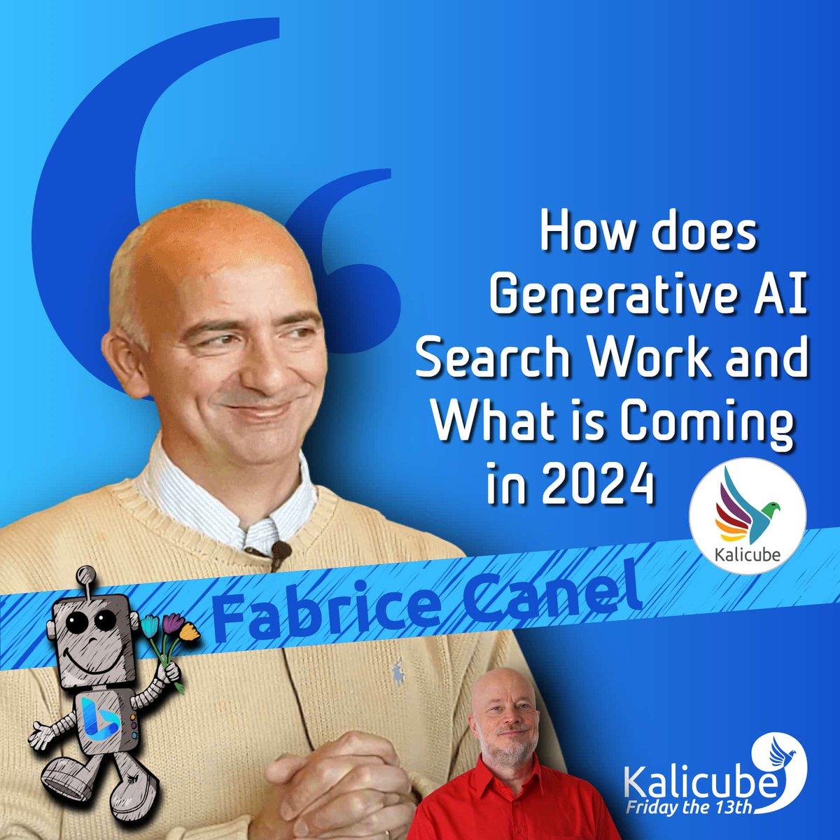 Ready for a flash webinar with <a href="/facan/">Fabrice Canel</a>, Bing's Principal Product Manager with <a href="/jasonmbarnard/">𝄢 Jason Barnard 🇺🇦</a> this Friday the 13th? 🤩 

Register now and don't miss anything! 👉eventbrite.com/e/kalicube-fri…

#GenerativeAI #Bing #Google #GenerativeSearchResult #AI #Kalicube