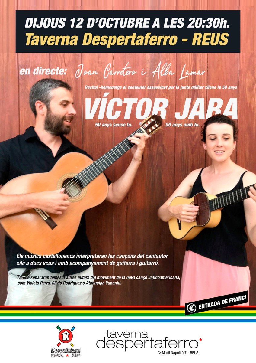 🔴Al Camp no celebrem genocidis, ni actuals ni passats

🔥🇪🇸🔥Hispanitat és genocidi. Espanyolisme és feixisme
🔥🇮🇱🔥L'apartheid israelià és genocidi. Sionisme és feixisme

📢Naltros, amb #AbyaYala🌎✊🏾 i #Palestina!🇵🇸✌️🏾

🚩Dijous #12O 
📌Cornudella de Montsant
📌 Reus