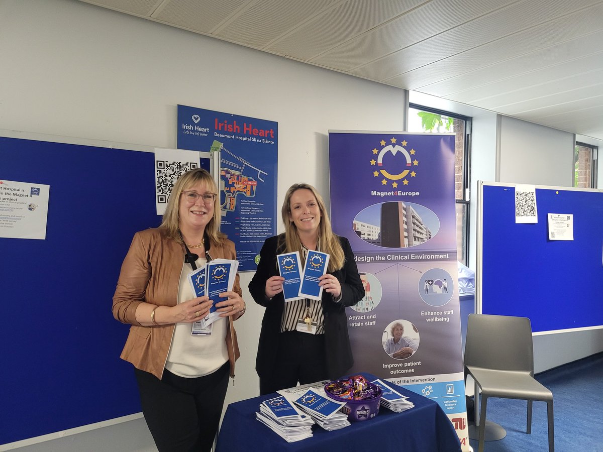 Our interim DON @connolly_sinead and @Abouk2 promoting the autumn staff satisfaction survey for the @Magnet4Europe research project! Great engagement from staff 👍.