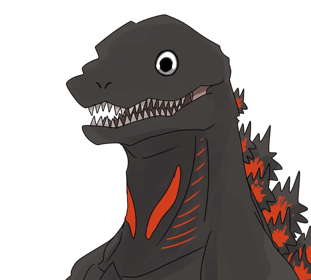 godzilla sharp teeth teeth no humans white background simple background kaijuu open mouth  illustration images