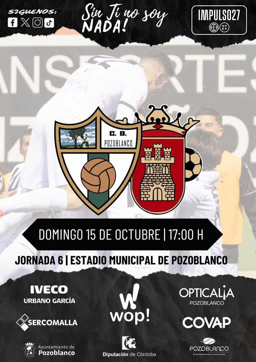 ⚔️ 𝑬𝑳 𝑫𝑶𝑴𝑰𝑵𝑮𝑶 𝑻𝑬𝑵𝑬𝑴𝑶𝑺 𝑫𝑬𝑹𝑩𝑰.

⏰ 17:00
🏟️ Municipal de Pozoblanco 
🆚 <a href="/AtcoEspeleno/">𝘼𝙏𝙇𝙀𝙏𝙄𝘾𝙊 𝙀𝙎𝙋𝙀𝙇𝙀Ñ𝙊</a> 

#SinTiNoSoyNada