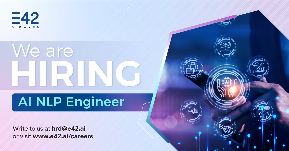 E42_ai's tweet photo. Do you have what it takes to stand among the best and brightest in this field? We are on the lookout for a skilled AI NLP Engineer to be part of our team of innovators! Apply now: https://t.co/x2kDCe8t4I

#JobOpening #Recruitment #AI #NLPEngineer #NLPJobs #E42 #Technology https://t.co/ue7vJp9eoa
