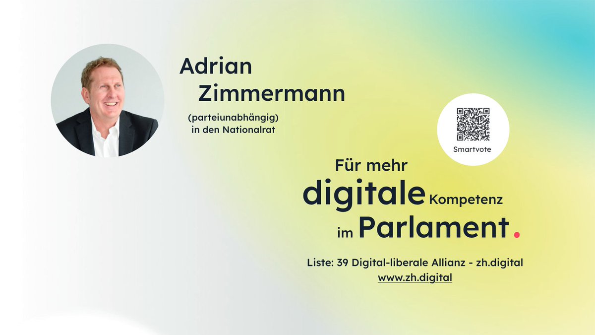 Wir wünschen unserem Inhaber und Kollegen Adrian viel Erfolg bei den bevorstehenden Wahlen. 
Finden Sie auch, es braucht mehr digitale Kompetenz im Parlament? Dann nichts wie wählen 🗳️