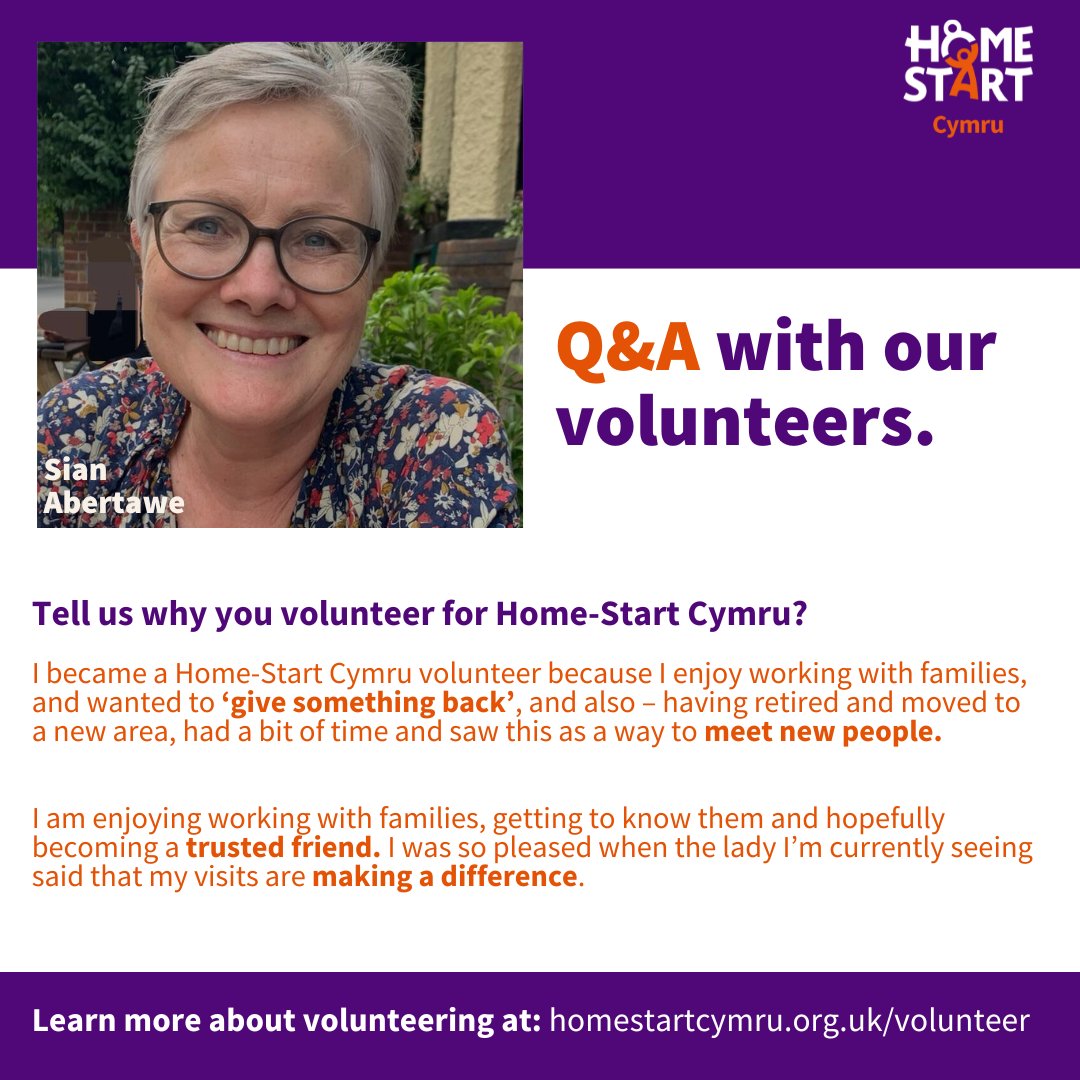 homestartcymru's tweet photo. Why do our #HomeStartCymru volunteers do what they do?
Here is what Sian had to say…. #WhyDoI? https://t.co/gDM1nS1CTh