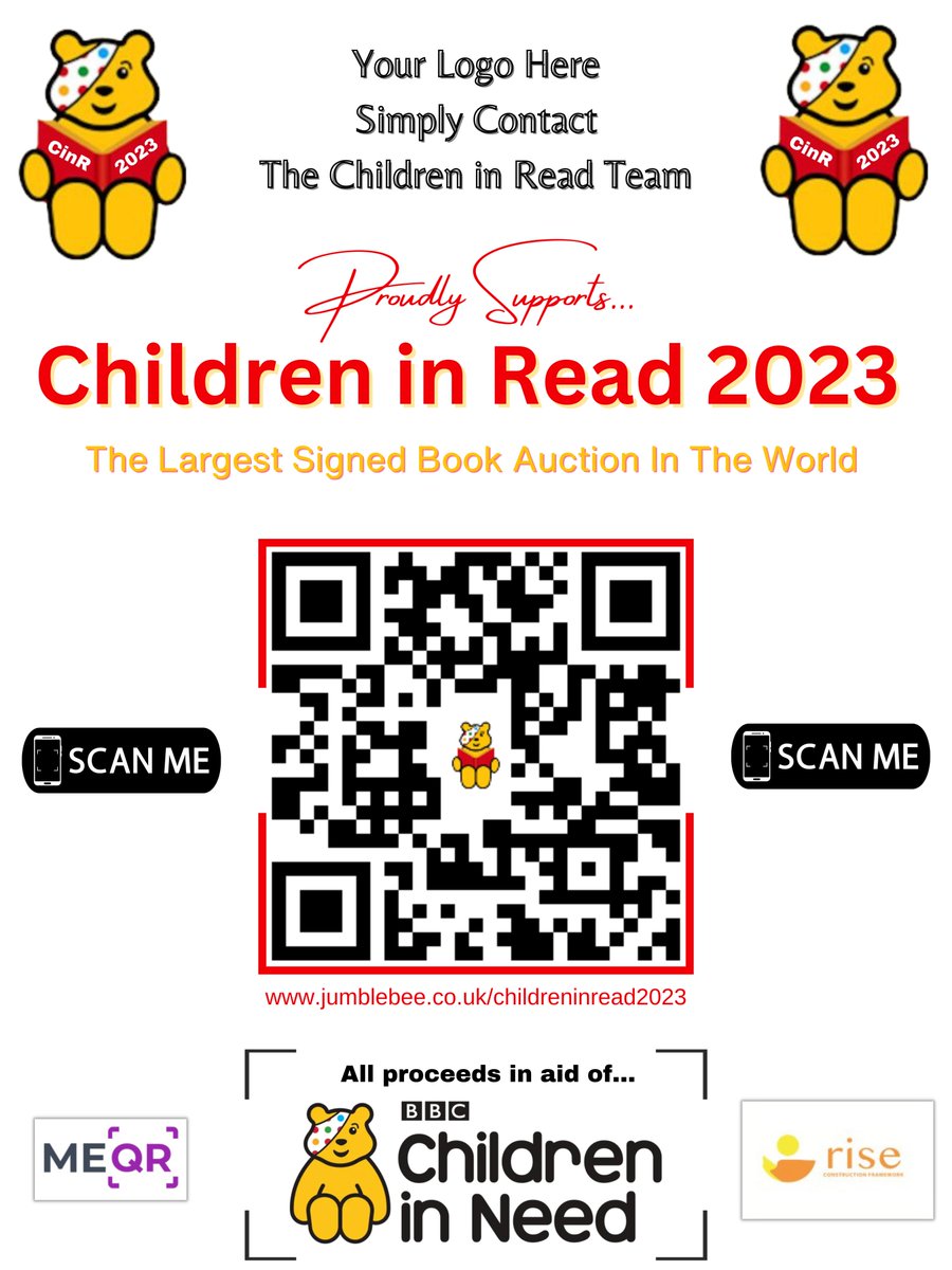 Everyone please RETWEET If any library, bookshop (or any shop for that matter) Any business area or working area would like to help Children in Read help @BBCCiN than place some of our QR posters around where you work. We will add your logo. Just reply to us here.