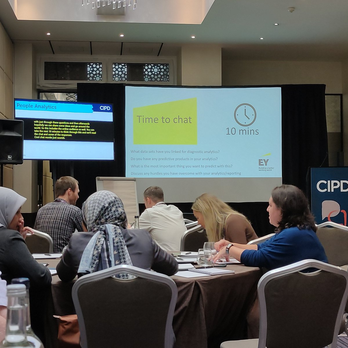 The @CIPD people #Analytics conference is underway. Challenging opening by @AbbyGKGilbert @Institute_FoW and now workshops by @GSK on getting started and @EY on next steps on the journey. #cipdPA