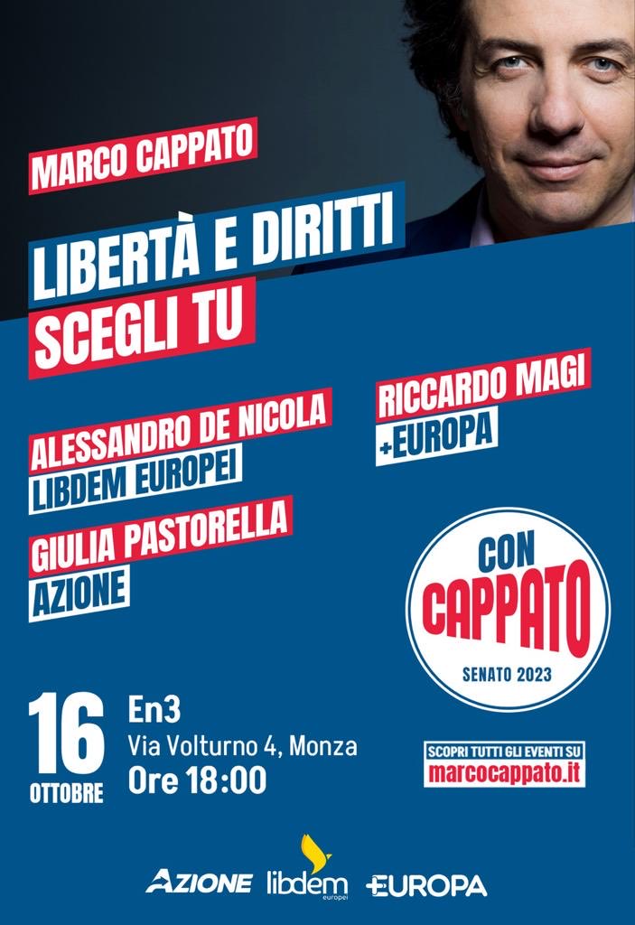 A Monza, sosteniamo ⁦<a href="/marcocappato/">Marco Cappato</a>⁩ ! ⁦<a href="/libdemeuropei/">libdem europei</a>⁩ ⁦<a href="/OGiannino/">Oscar Giannino</a>⁩ ⁦<a href="/riccardomagi/">Riccardo Magi</a>⁩ ⁦<a href="/PastorellaGiu/">Giulia Pastorella</a>⁩ ⁦<a href="/fleinaudi/">Fondazione Luigi Einaudi</a>⁩ ⁦<a href="/AndreaMarcucci/">Andrea Marcucci</a>⁩ ⁦<a href="/OGiannino/">Oscar Giannino</a>⁩