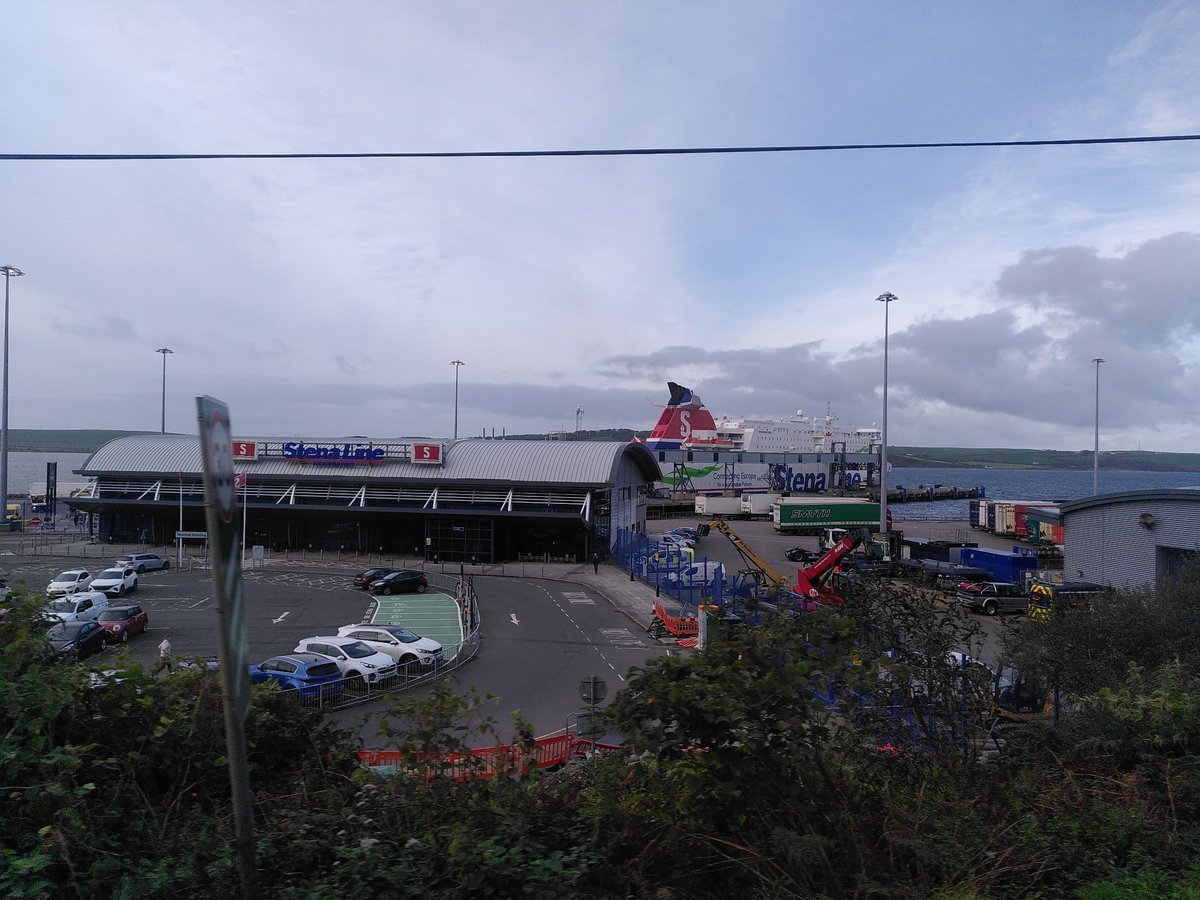 Tour Day 12 Ferry Terminal 1: Cairnryan. Its existence seems to have killed Stranraer, but man they can load a ferry fast here. We left early. Seat 24: Raced to a window table in the Deck 8 Living Room aboard the good ship Stena Superfast VIII. Pretty chuffed. See you soon, NI!