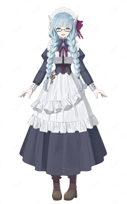 水乃なの様()の新ビジュアルを担当させて頂きました。 メガネでみつあみでアンドロイドなメイドさんです。 よろしくお願いいたします～!