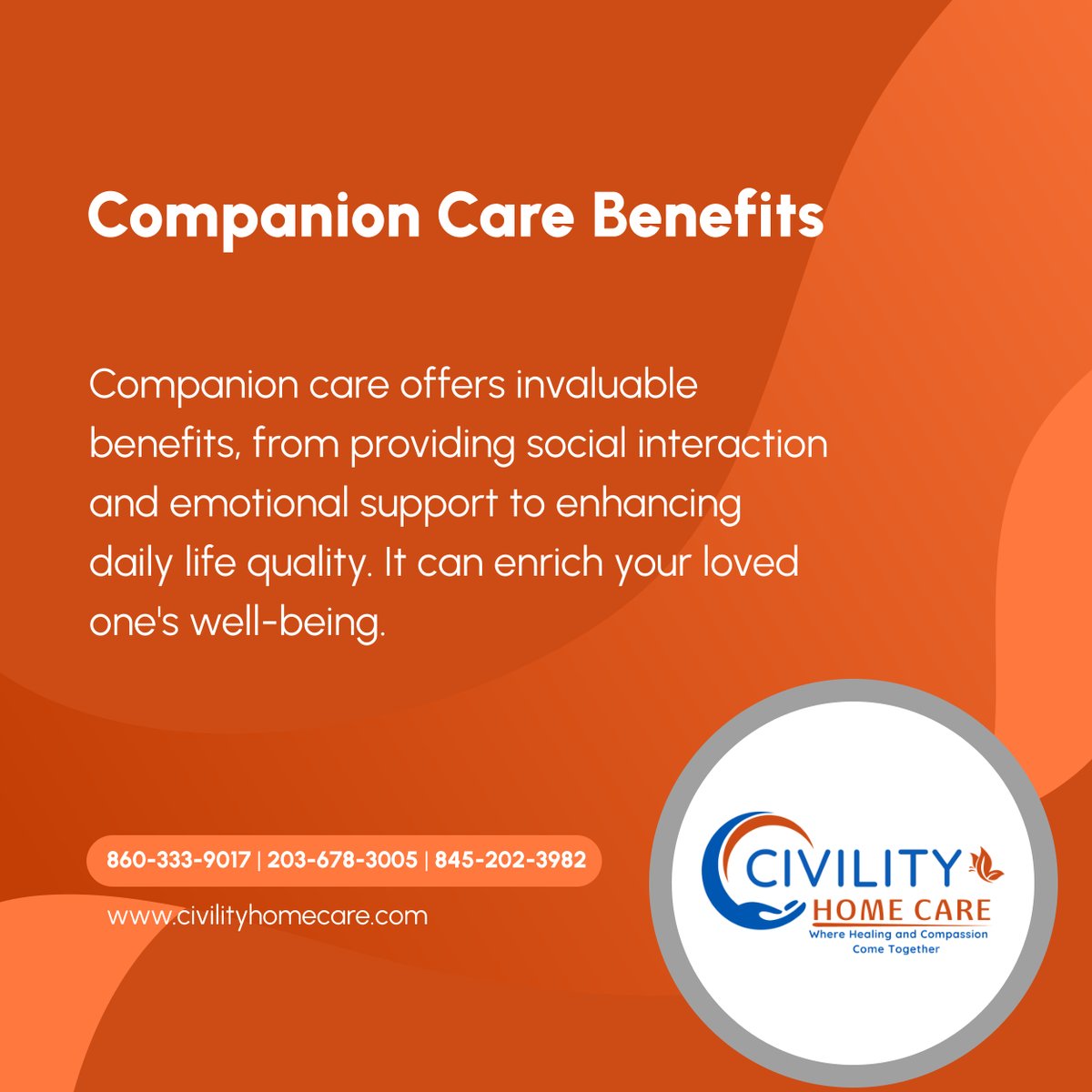 Discover the enriching world of companion care, where meaningful connections, emotional support, and enhanced quality of life become the everyday benefits for you or your loved ones. 

#NewingtonCT #MedicalSupplies #CompanionCare #Benefits #QualityServices