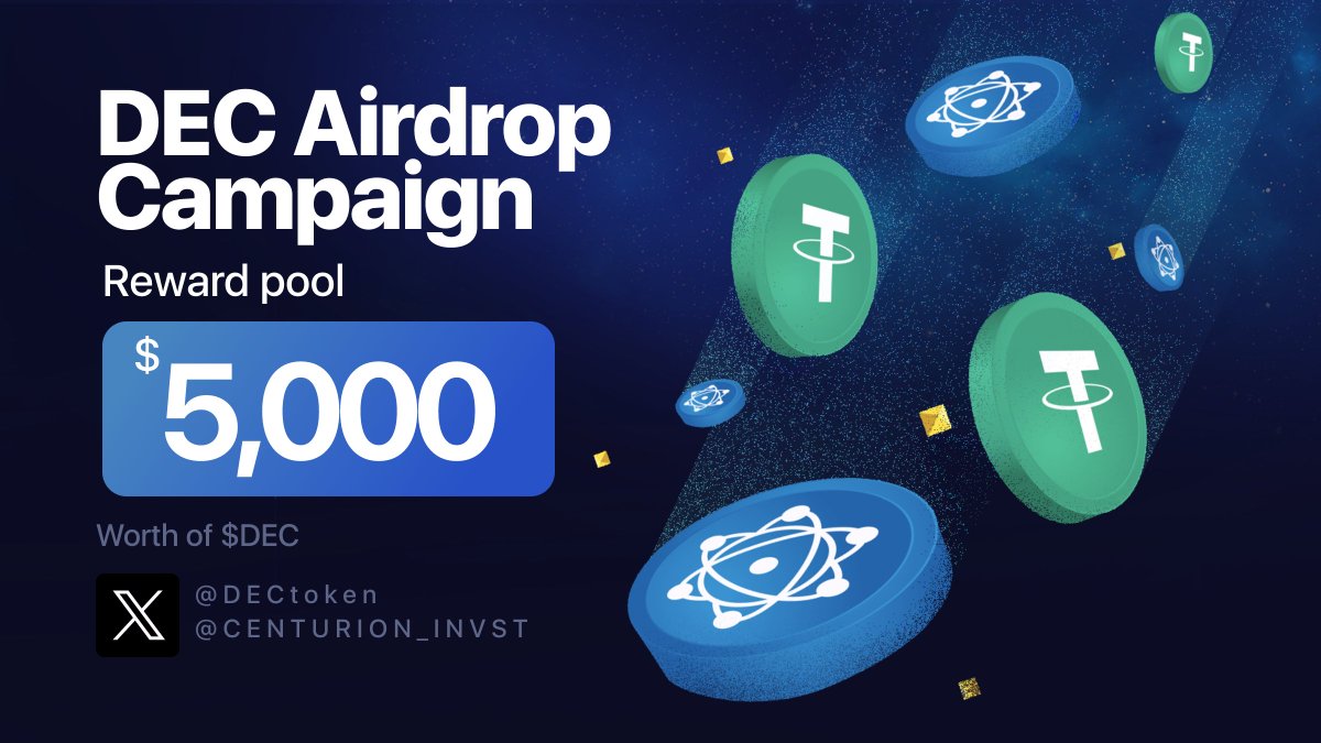 🎁 Participate in our DEC Airdrop Campaign and win a share of the 140,600 DEC reward pool! 🚀

To join:
1️⃣ Follow <a href="/CENTURION_INVST/">Centurion Invest</a>  and <a href="/DECtoken/">Digital Energy Currency (DEC)</a>  Twitter pages.
2️⃣ Retweet this post and tag 3 friends.
3️⃣ Join our CI t.me/centurioninves… and Dec Community