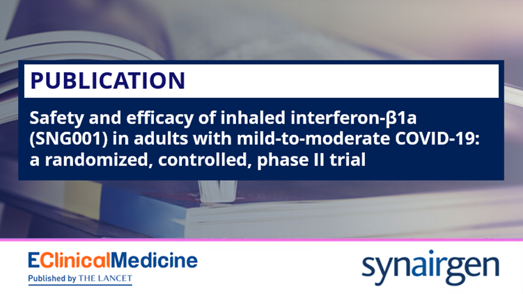 Synairgen (@synairgenplc) on Twitter photo For #Media #Investors
The positive data from the US NIH-led ACTIV-2 Phase 2 trial for our investigational drug SNG001 were published this week in eClinicalMedicine.
Read the full publication: thelancet.com/journals/eclin…
#Publication #COVID19 #SNG For #Media #Investors
The positive data from the US NIH-led ACTIV-2 Phase 2 trial for our investigational drug SNG001 were published this week in eClinicalMedicine.
Read the full publication: thelancet.com/journals/eclin…
#Publication #COVID19 #SNG
