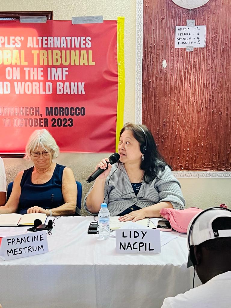 LOOK @lnacpil of @AsianPeoplesMvt & @FightInequality serves as a member of the jury @ Global Tribunal on #IMF & #WB listens to testimonies & #PeoplesAlternatives and recalls history of #Debt and injustices in South Africa,Malawi, Zambia,and more.