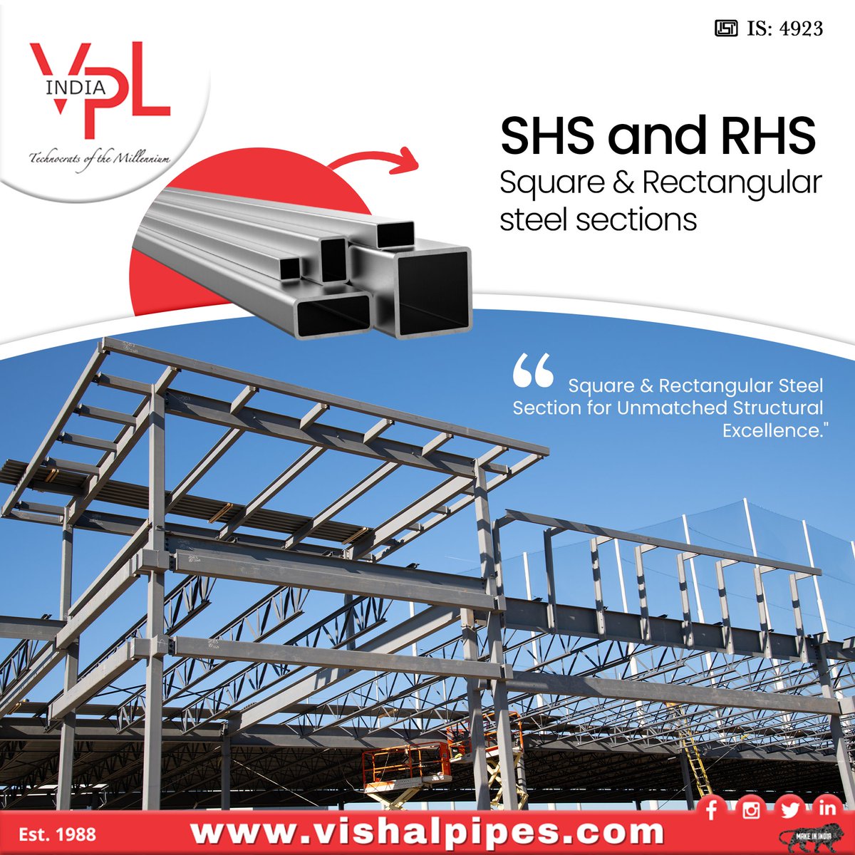 VishalPipes's tweet image. Building the Future: Unleashing Strength and Precision with Hot and Cold Formed Square Hollow Steel Sections. Your structural foundation, is our standard of excellence. 
.
.
.
.
.
#FutureBuilders #StructuralStrength #PrecisionEngineering #HollowSteelSections #BuildingExcellence