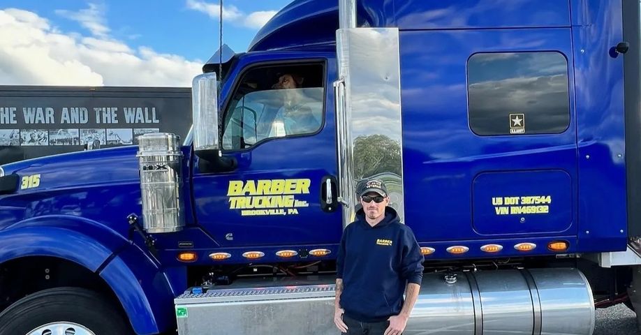 TCANews's tweet photo. Shoutout to TCA member Barber Trucking Inc. (Driver and Veteran Justin Potter) for their part in hauling The Wall that Heals from Babylon, NY to Lemont Furnace, PA!! picture credit: @VVMF #truckloadstrong #wallthatheals #carrier https://t.co/iWBq4NDd8F