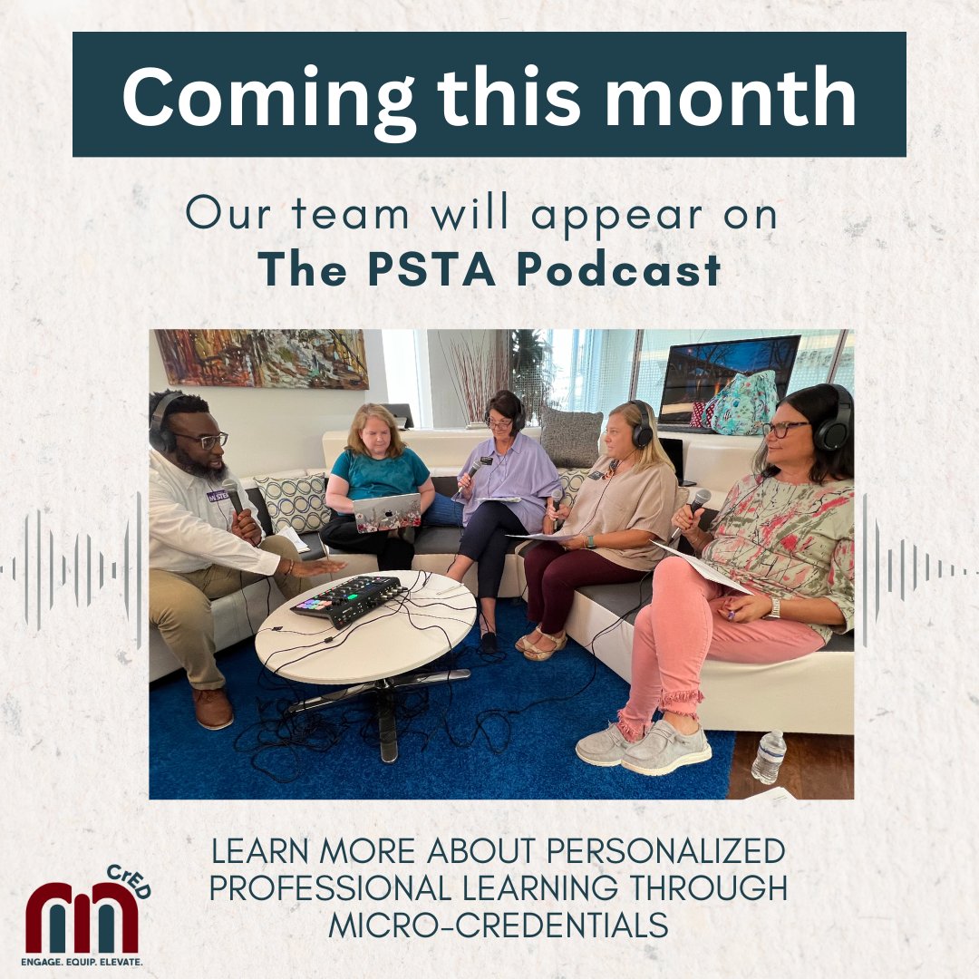 Carolina_CrED's tweet photo. This month, our mCrED team will be featured on The PSTA Podcast to discuss micro-credentials and our program. Listen where you find your podcasts. #PartnerswithPurpose https://t.co/Fq5XW7GOS4