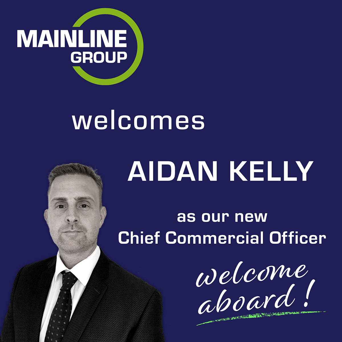 mainlinegroup's tweet photo. We are delighted to announce that Aidan Kelly, has been appointed Chief Commercial Officer with @mainlinegroup 
 
 A civil engineer with a masters in Construction Law and Dispute Resolution Law, Aidan has over 15 years' of experience.  Welcome Aidan!! https://t.co/SJeymmhcYg