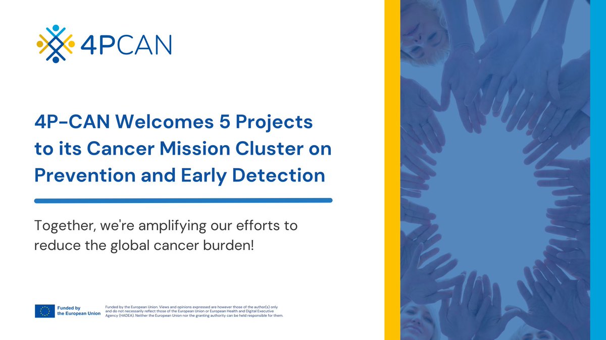 📢 Did you know we now have 5 projects joining our  #Cancer Mission Cluster on Prevention & Early Detection?

🔍 Get to know these projects:
🎗 ONCODIR
🎗 PIECES
🎗 Cancer Prevention at Work
🎗 PREVENT
🎗 CO-CAPTAIN

Learn more: ➡️ 4p-can.eu/4p-can-welcome…