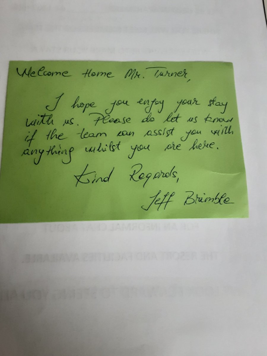 What a lovely welcome from @Jeff_BrimbleRM the manager at #Pinelake