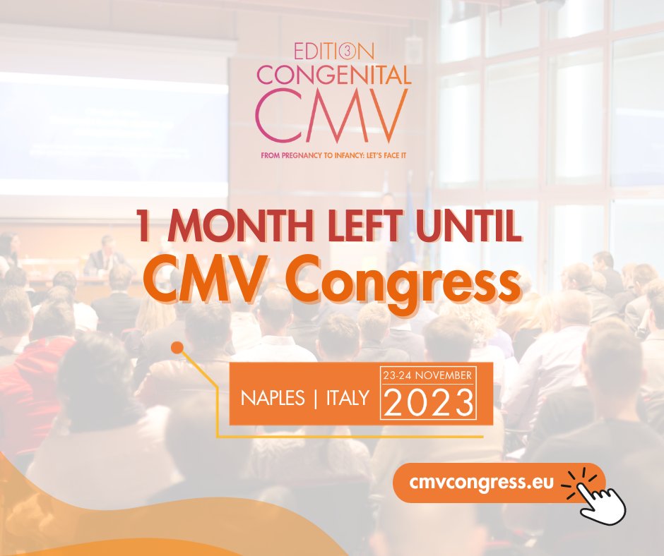 CMV_Congress's tweet image. Only 1 month left until we meet at the highly anticipated #CMVcongress this November in Naples.
It is an excellent opportunity to meet prominent scientific community, and explore a wide range of topics related to #cCMV in mothers and babies.
Join us👉: bit.ly/CMV_Registrati…