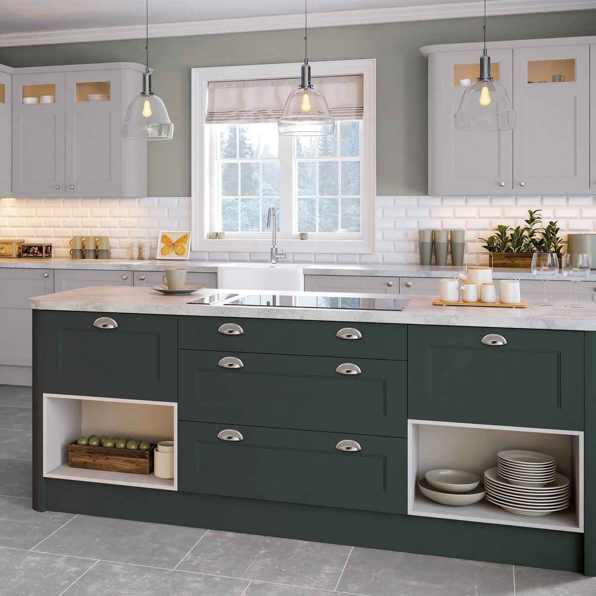 Considering a kitchen island upgrade? Our Hewish kitchen comes in 7 stunning colour options with a sleek matt vinyl finish. But what sets this island apart? It has low-level shelving right at its heart! Not only does it look gorgeous, but it's incredibly practical too! Ready…