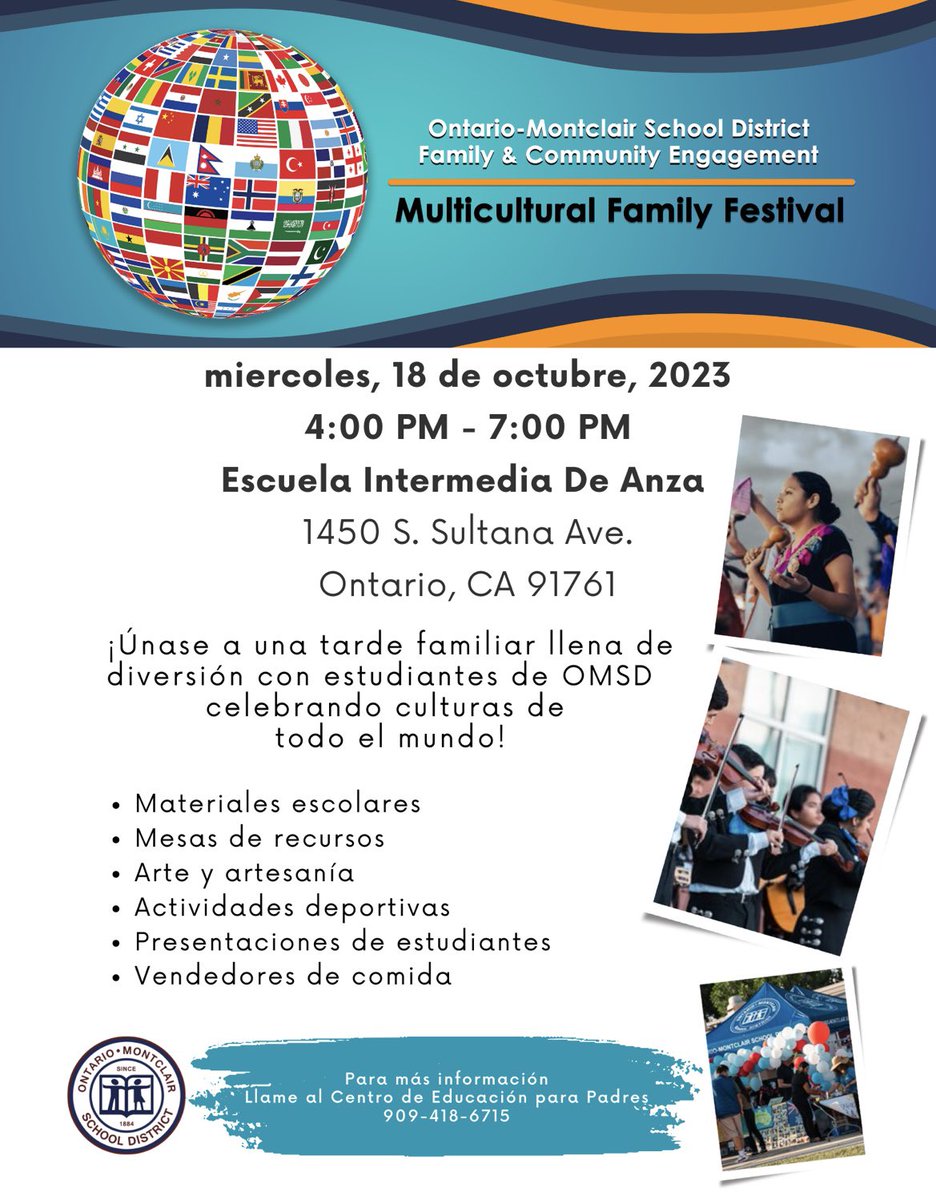 Our Multicultural Family Festival is next week! Join us for a fun-filled evening with student performances, resource tables, arts/crafts, sports activities and food vendors. A fun night for families and community members!