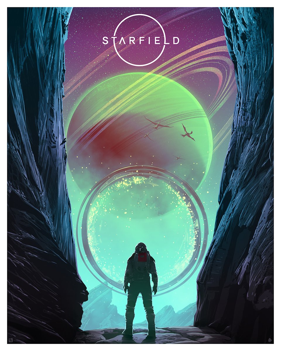Excited to have been asked to create art for @StarfieldGame by @BethesdaStudios & the @PosterPosse to celebrate #worldspaceweek BIG THX for the opportunity! x