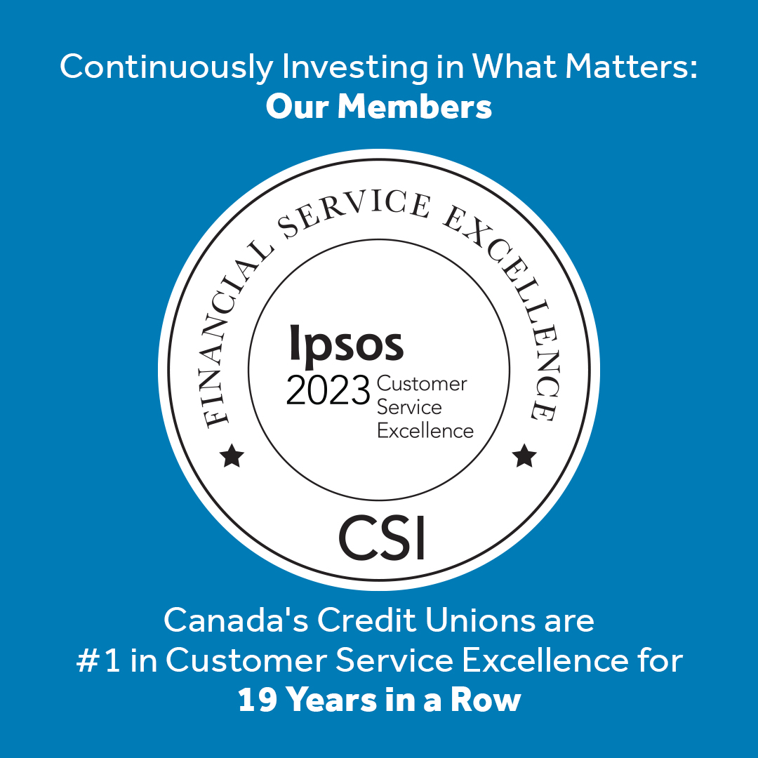 CCUA_ACCF's tweet photo. For the 19th consecutive year, Canada’s Credit Unions are the overall winners among all financial institutions in retail banking for Customer Service Excellence at the 2023 @IpsosCanada Financial Service Excellence Awards. https://t.co/2XUfHXLyHN https://t.co/thQQw6RR05