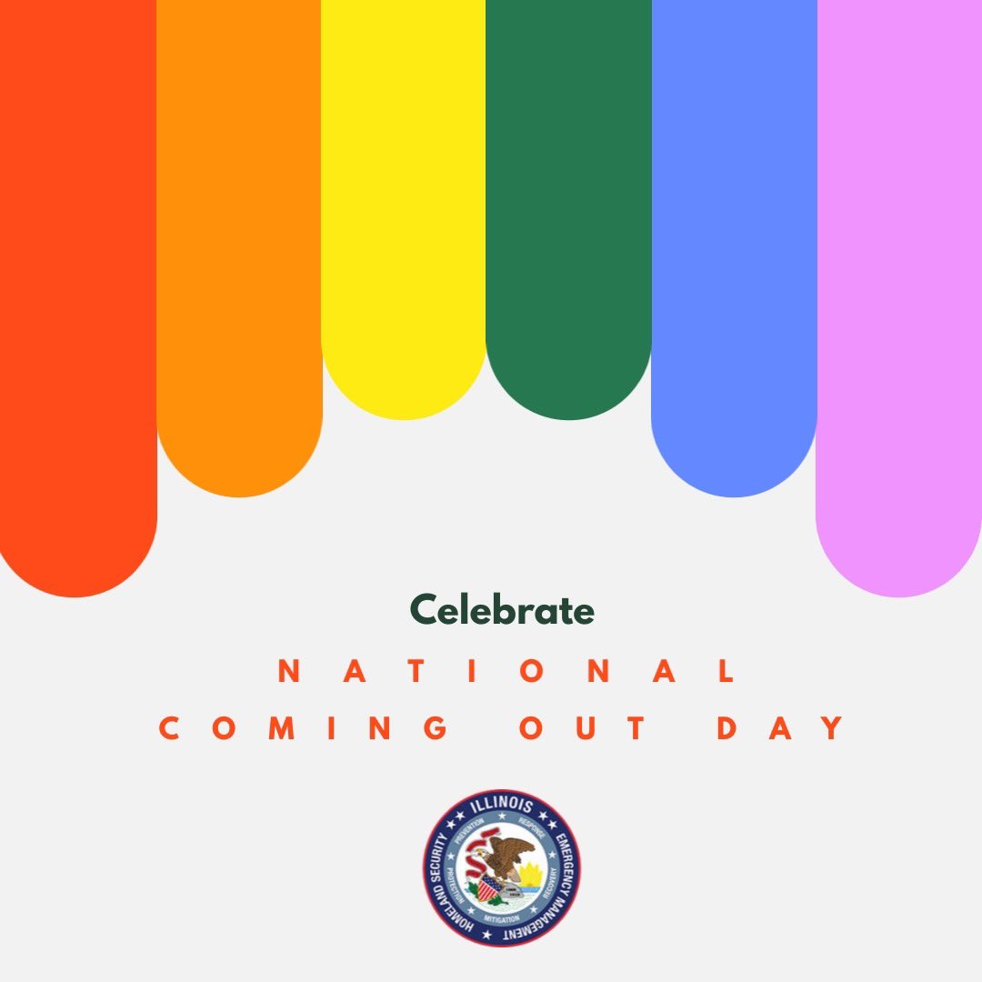 Today, and every day, Illinois’ Office of Homeland Security stands with, and celebrates, the LGBTQIA2S+ community.

#NationalComingOutDay #LoveIsLove #Pride #Acceptance #LGBTQIA2S+ #IEMAOHS #HomelandSecurity #StateofIllinois #Illinois