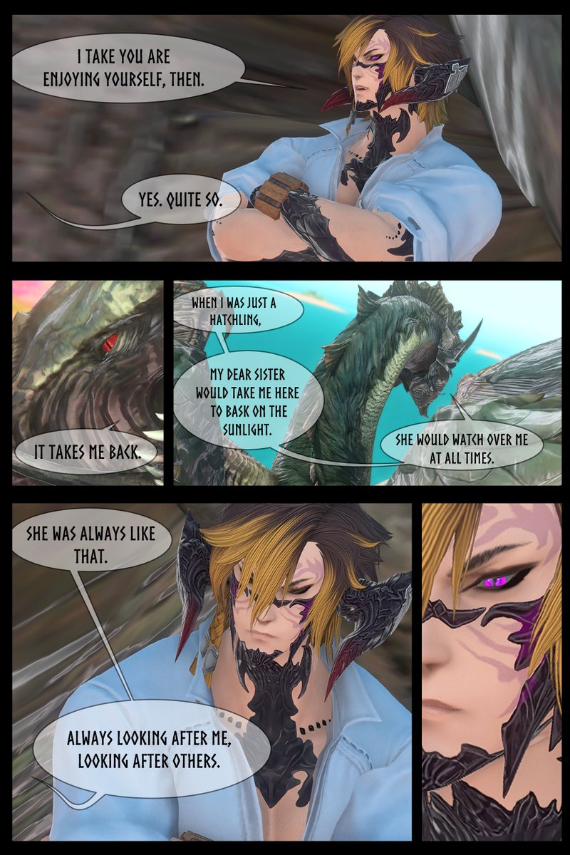 To bring you that comfort you gave me. (1/3)

With 6.5 here I can reupload this. It contains 6.4 spoilers so beware!
This one holds as one of my favorite comics, it was fun to work with Vrtra.