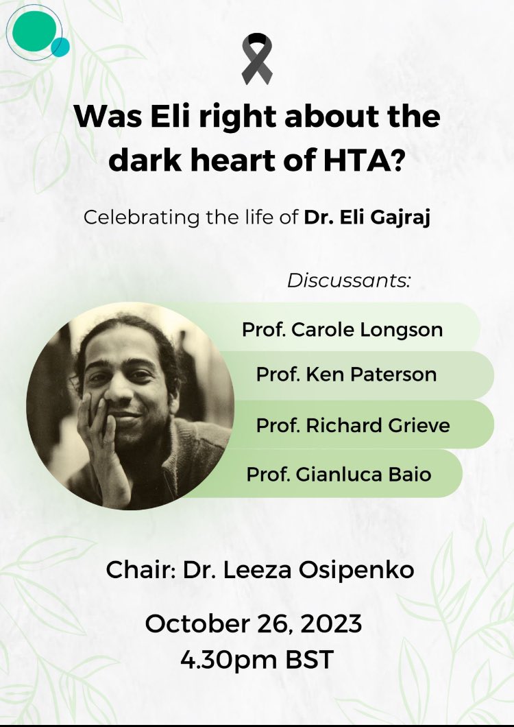 Join us for a special event to depict HTA methodology and celebrate the legacy of Dr.Eli Gajraj. Sign up here: mailchi.mp/consilium-scie… @FrancoisMaignen @JacolineBouvy @SirAndrewDillon @dollendorf @OortwijnW @decide_health @NICESciAdvice @EUnetHTA @EricLow71 @pilarpinilladom