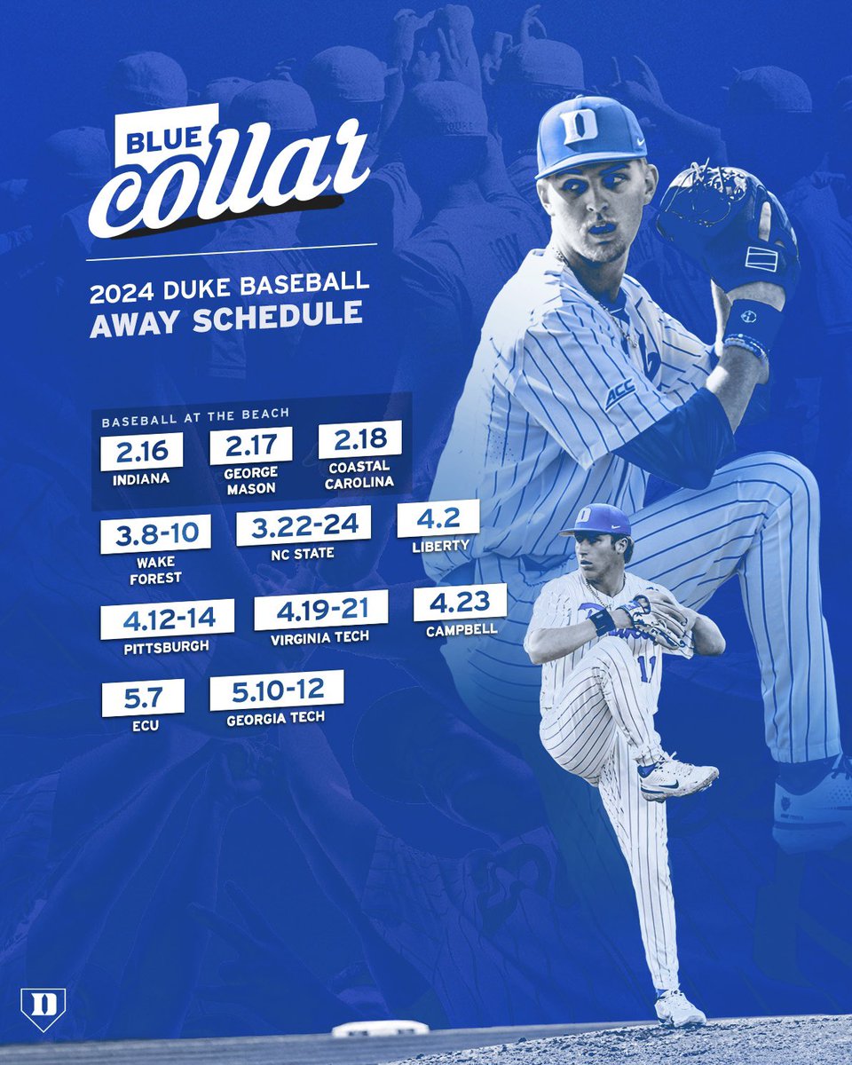 2024 Duke Baseball Schedule 😈

The chase for greatness officially starts February 16. And some big news — all of our home games will be played at Jack Coombs Field. 

#BlueCollar | #GoDuke