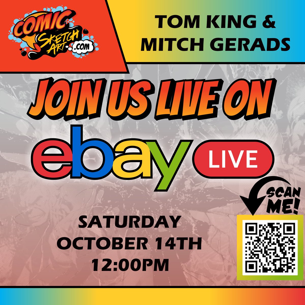 #NYCC update for those playing at home. New day and time! #eBayLive @eBay @ComicSketchArt