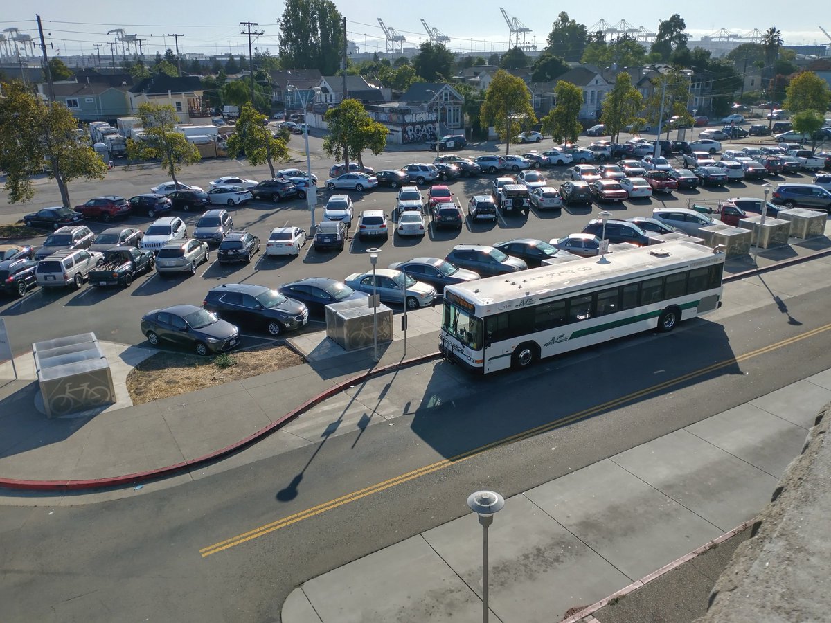 This bus stop gets more people to BART each day than all the parking behind it 🚌🚃