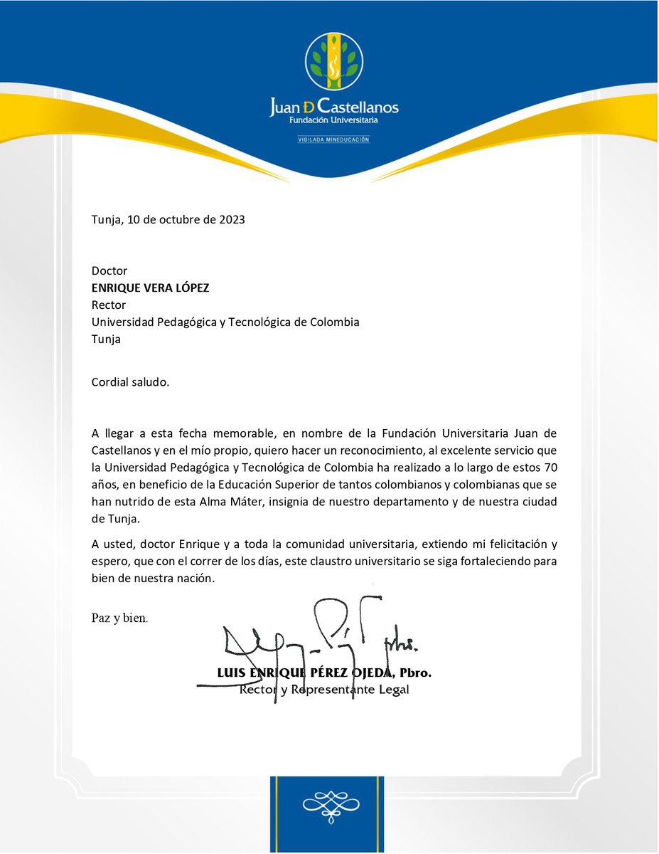 UPTCoficial's tweet image. 🪙  #UPTC70Años | ¡Qué gran emoción! 🤩 
En este aniversario tan especial, queremos compartir con todos ustedes que hemos recibido saludos y felicitaciones de personalidades destacadas, universidades amigas y entidades que reconocen la labor de la #UPTC en #70Años de trayectoria.