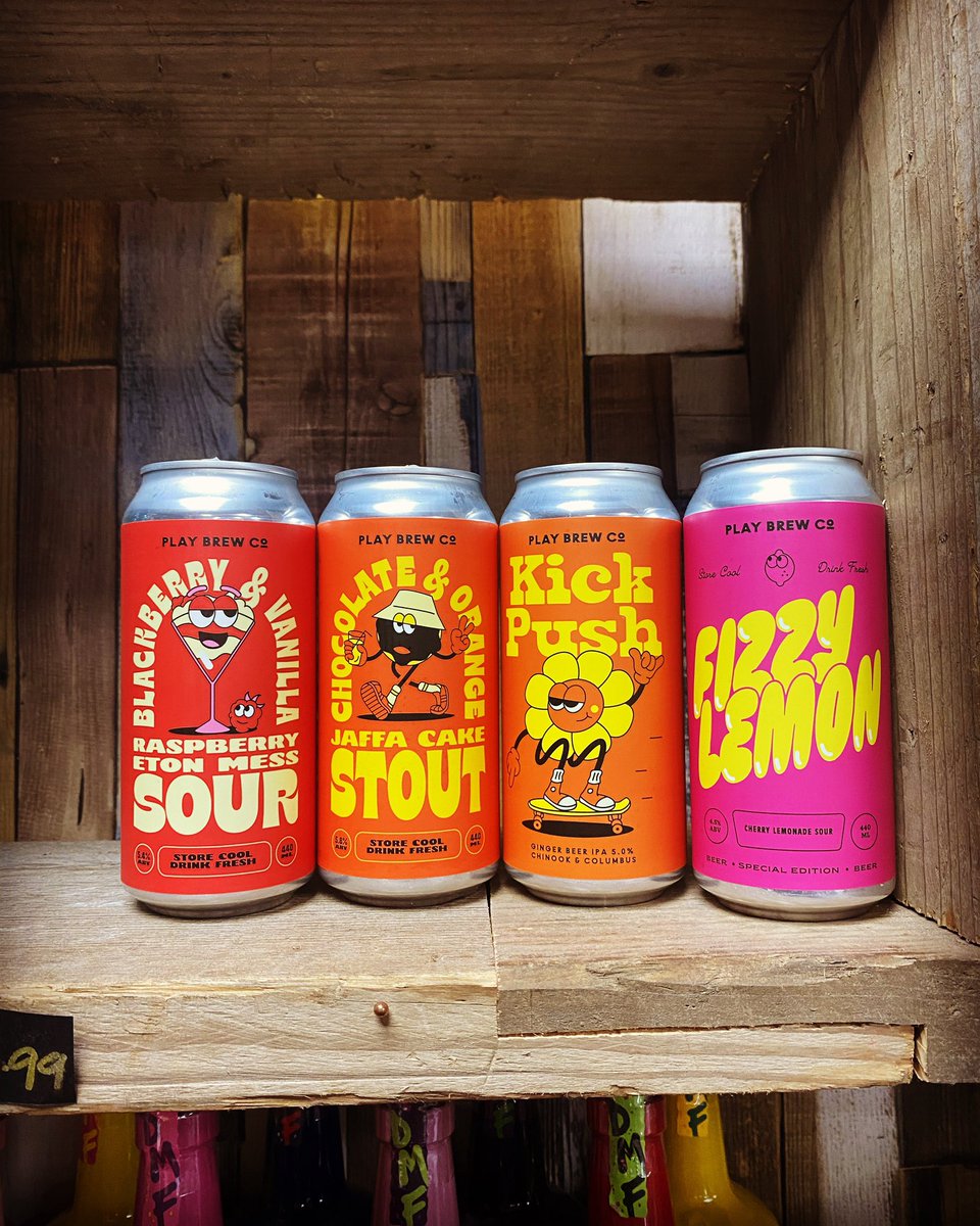 @PlayBrewCo Kick Push 5% #IPA Playbrew Fizzy Lemon 4.5% Cherry Lemonade #Sour Playbrew Chocolate Orange Jaffa Cake 5.8% #stout Playbrew Eton Mess BlackBerry Vanilla Raspberry 5.4% #Sour