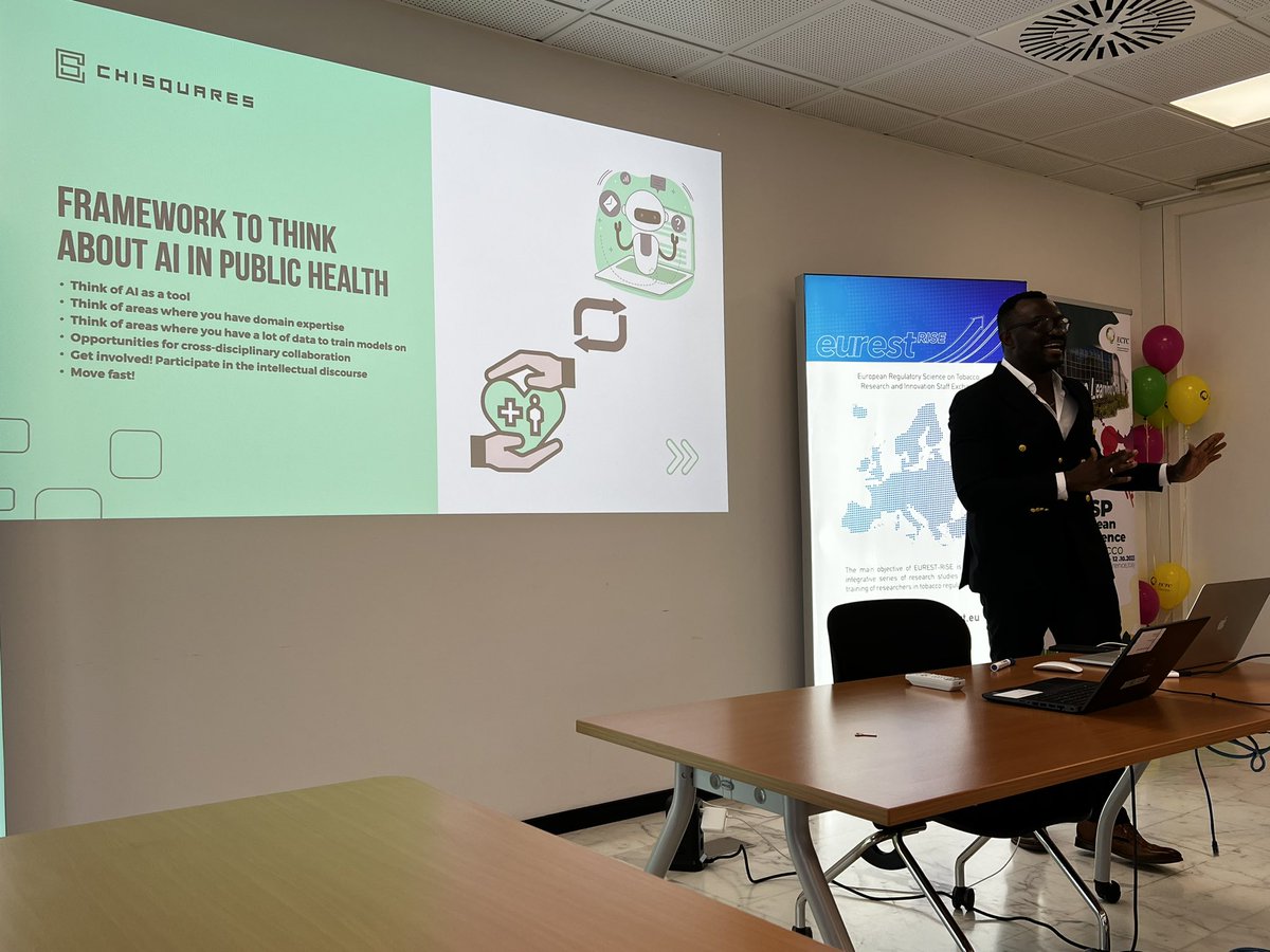 eurestplus's tweet photo. How can AI be used in #tobaccontrol and #population surveys? A thought provoking training session within EUREST-RISE by Dr Agaku, Editor of #TobaccoInducedDiseases https://t.co/Dqm9DB7btA