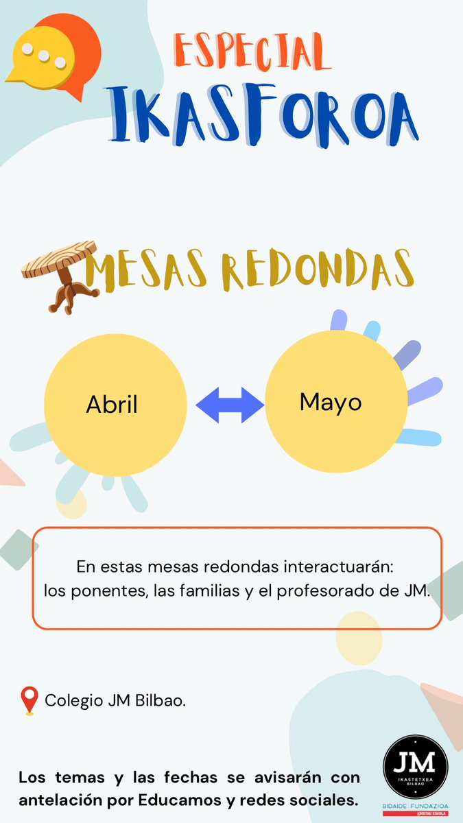 JMBikastetxea's tweet photo. ¡Novedad! ➡️ IKASFOROA

Formación para las familias.

#jmikastetxea #ikasforoa #formacion #madeinkristaueskola https://t.co/Dfme8drl54