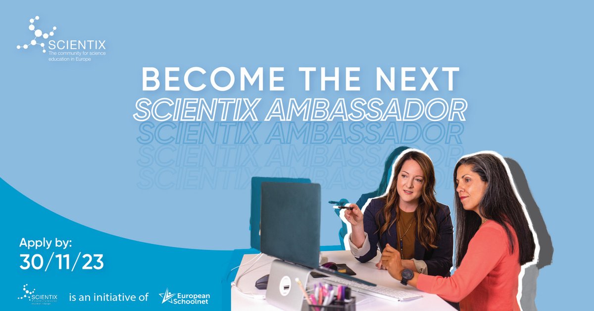 eu_schoolnet's tweet photo. 🔬👩‍🏫 Are you a dynamic, motivated, and creative teacher or educator? Join the Scientix Ambassadors Panel for 2023-2025! To apply, complete the application form and participate in 2 Scientix MOOCs! Learn more here: https://t.co/WYUfsCxxqT https://t.co/LuOx1hB3WR