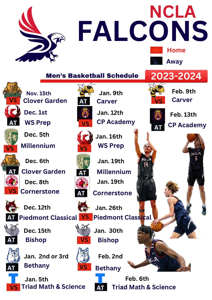 CoachDanielNC's tweet photo. Schedule Drop 2023-2024.
Time to get to work!
#falconforward #falconfever https://t.co/Tuf89Z8xVL