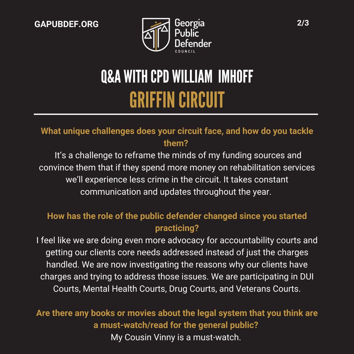 GaPubDef's tweet photo. Meet William Imhoff, our dedicated Circuit Public Defender championing justice in the Griffin Circuit. Discover more about his unwavering commitment and the impactful work he does every day. #PublicDefender #Fayette #Pike #Spalding #Upson https://t.co/vXxdY0c94Q
