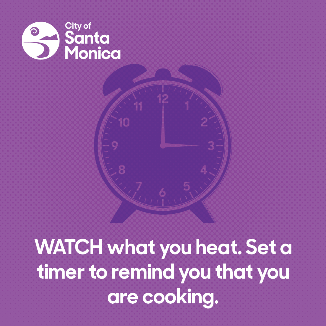 ⏲️ #FireSafetyTip- When frying, boiling, grilling, or broiling food, stay in the kitchen. Turn off the burner if you leave the kitchen for any reason.  If you are simmering, baking, or roasting food, check it regularly and stay home. #firepreventionweek #santamonicafire