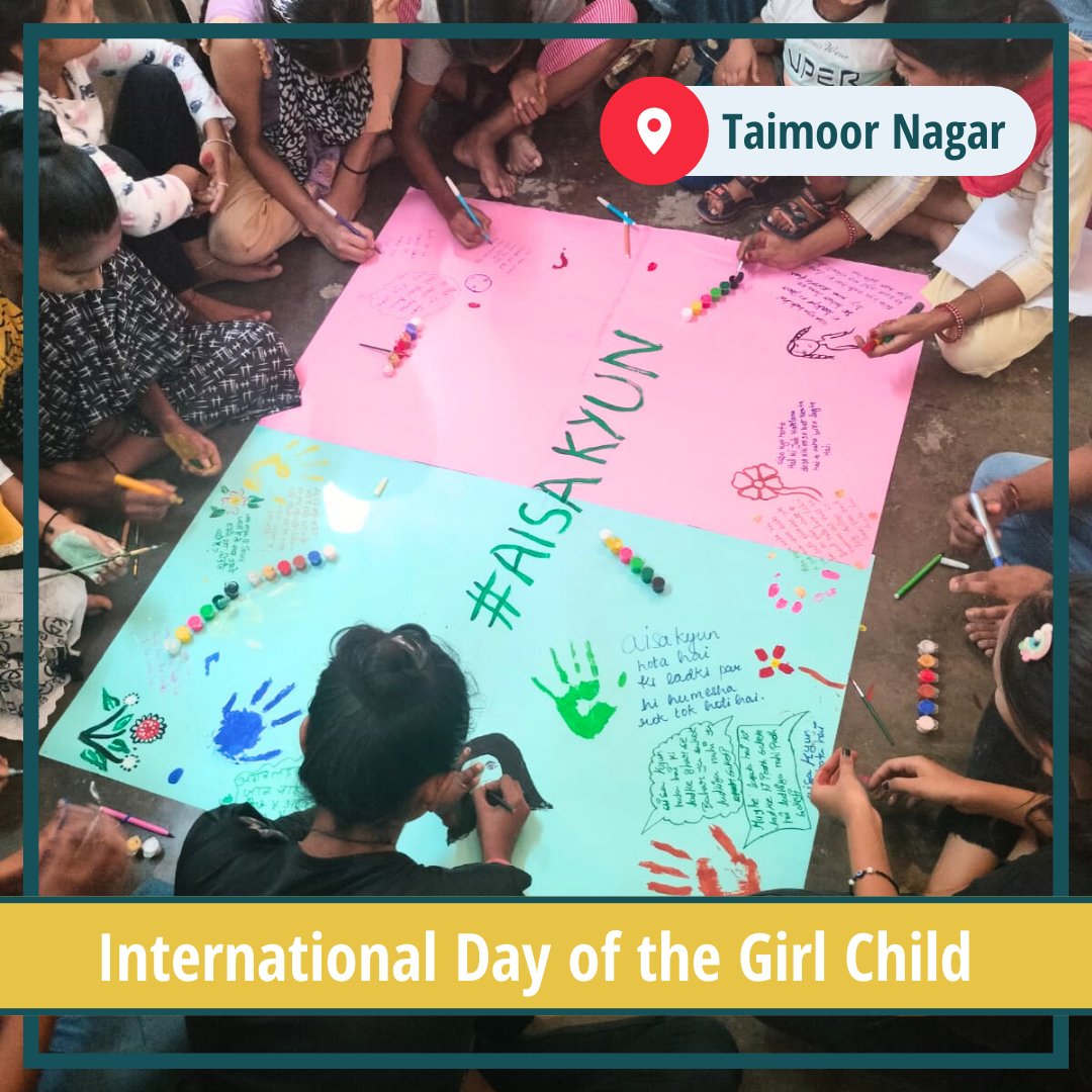 FoundationMf's tweet photo. #InternationalGirlChildDay : Igniting Change with #AisaKyun!
This International Girl Child Day, our #KadamBadhateChalo (KBC) leaders are leading the #AisaKyun campaign, using the powerful language of art to pose vital questions about #GenderBasedDiscrimination and #violence. https://t.co/5FKo6oVxTi