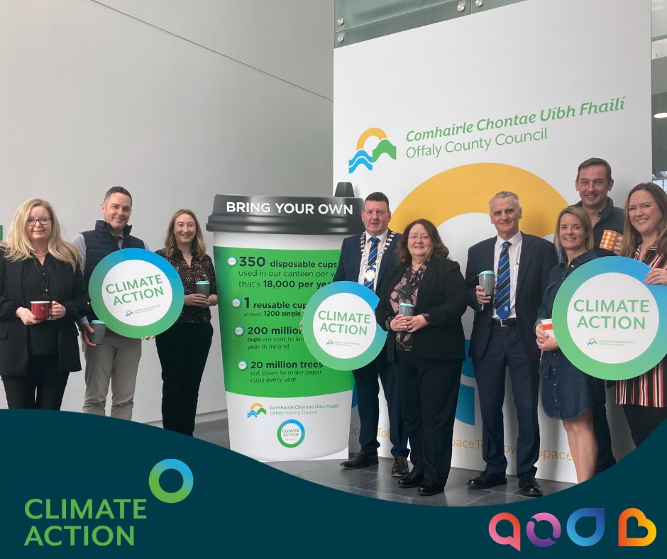 offalycoco's tweet photo. This #ReuseMonth #YourCouncil proudly launched a reusable @2GoCup_org deposit & return scheme for staff & visitors using our canteen. This initiative aligns with our #ClimateAction targets & commitment to reducing waste.
@DistrictChamber @Dept_ECC @LocalGovIre @green_offaly https://t.co/4EYGcDdx31