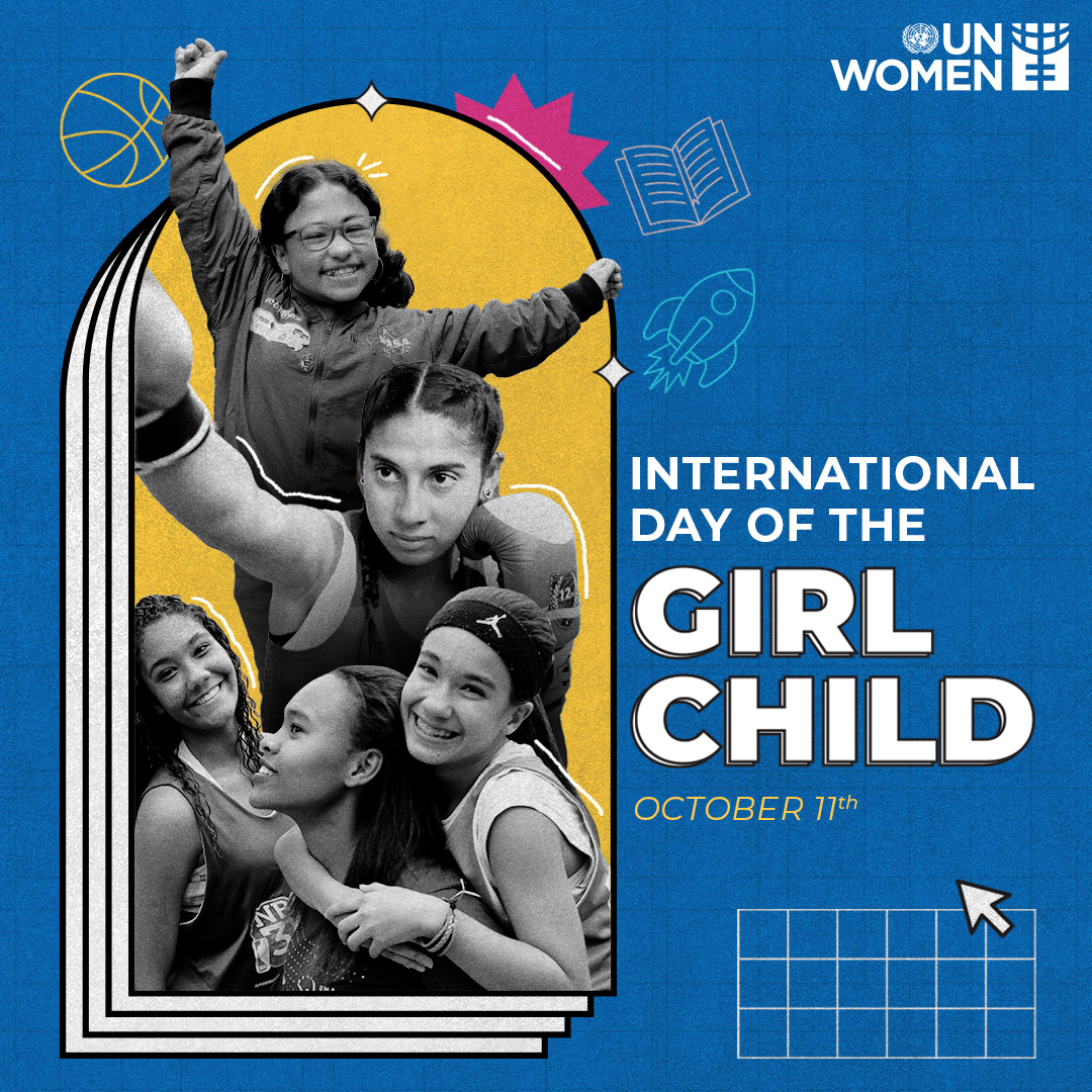 HeForShe's tweet photo. Today is the International Day of the #GirlChild, and we must stand with them today and forever. 

Supporting girls to become empowered women is key to achieving gender equality, sustainable development &amp; peace. https://t.co/dpjzHBu2v3