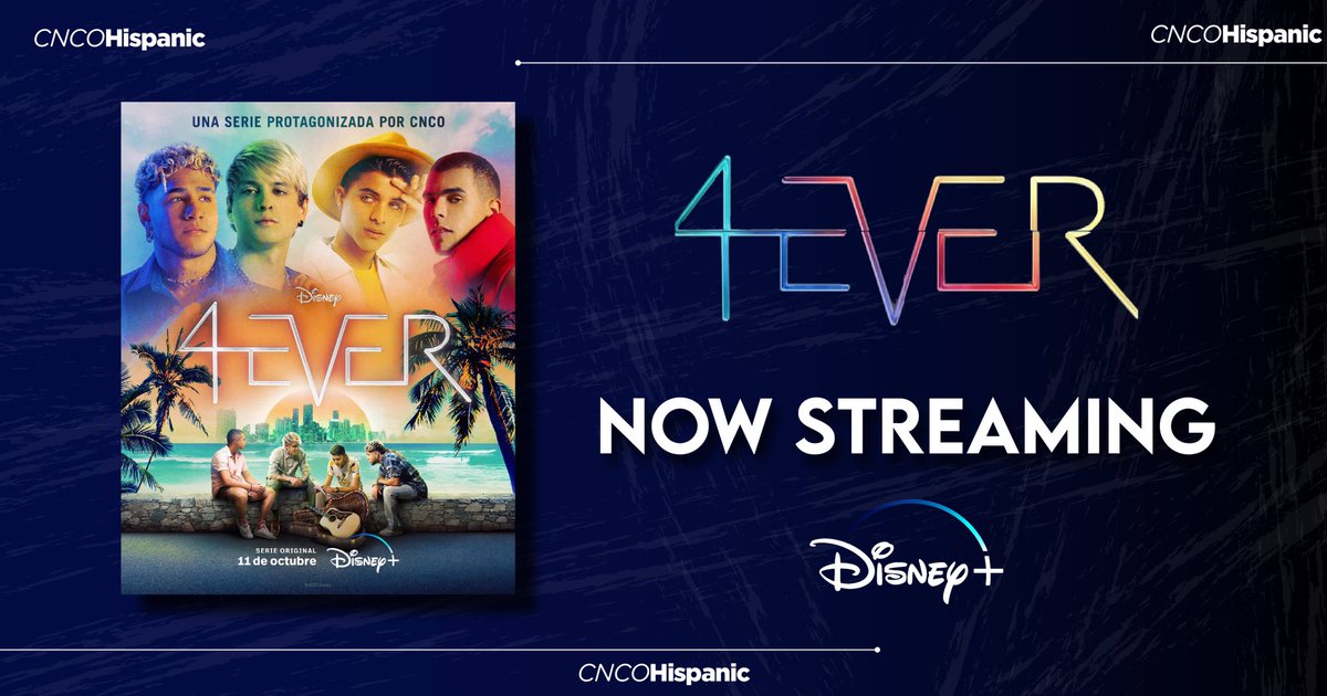 CNCOHispanic's tweet photo. 🎬| “4Ever” la nueva serie de Disney protagonizada por los integrantes de CNCO, ya se encuentra disponible en Disney+

@CNCOmusic @lumnayofficial @christophervele @ErickBrianColon @zabdiel1344 #CNCO #4Ever https://t.co/9Ecdytr8rG