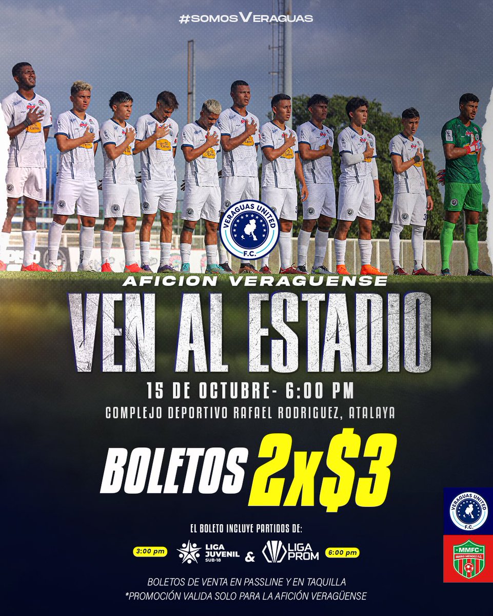 💪🏻💙 𝗘𝗦𝗧𝗘 𝗗𝗢𝗠𝗜𝗡𝗚𝗢 𝗧𝗘𝗡𝗘𝗠𝗢𝗦 𝗨𝗡𝗔 𝗖𝗜𝗧𝗔 𝗜𝗠𝗣𝗢𝗥𝗧𝗔𝗡𝗧𝗘!

¡A por el liderato de la conferencia!

🎟️ Aprovecha la promoción 2 entradas x $3 dólares…

Invitamos a toda nuestra afición Veragüense a asistir al estadio a apoyar a nuestros guerreros…

¡🏟️VEN