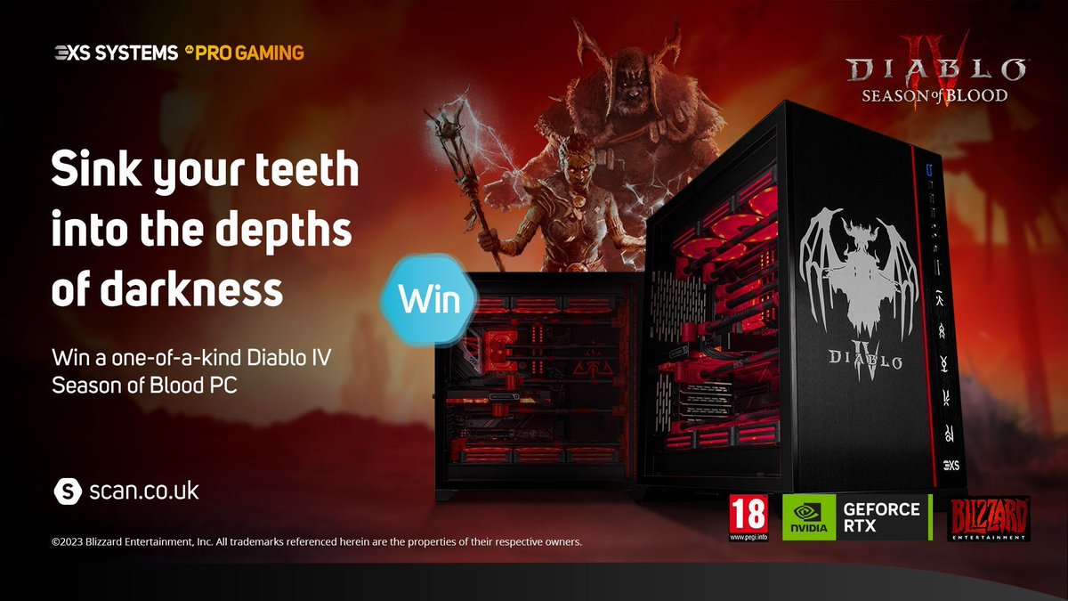 Scan Computers (@scancomputers) on Twitter photo To celebrate the launch of Diablo® IV Season 2, Scan 3XS & <a href="/NVIDIAGeForceUK/">NVIDIA GeForce UK</a>
are giving you the chance to #WIN a one-of-a-kind Season of the Blood PC! There will also be some amazing prizes for the runners up
Enter here - bit.ly/3LXH82i
#COMPETITION #DiabloIV #NVIDIA To celebrate the launch of Diablo® IV Season 2, Scan 3XS & <a href="/NVIDIAGeForceUK/">NVIDIA GeForce UK</a>
are giving you the chance to #WIN a one-of-a-kind Season of the Blood PC! There will also be some amazing prizes for the runners up
Enter here - bit.ly/3LXH82i
#COMPETITION #DiabloIV #NVIDIA