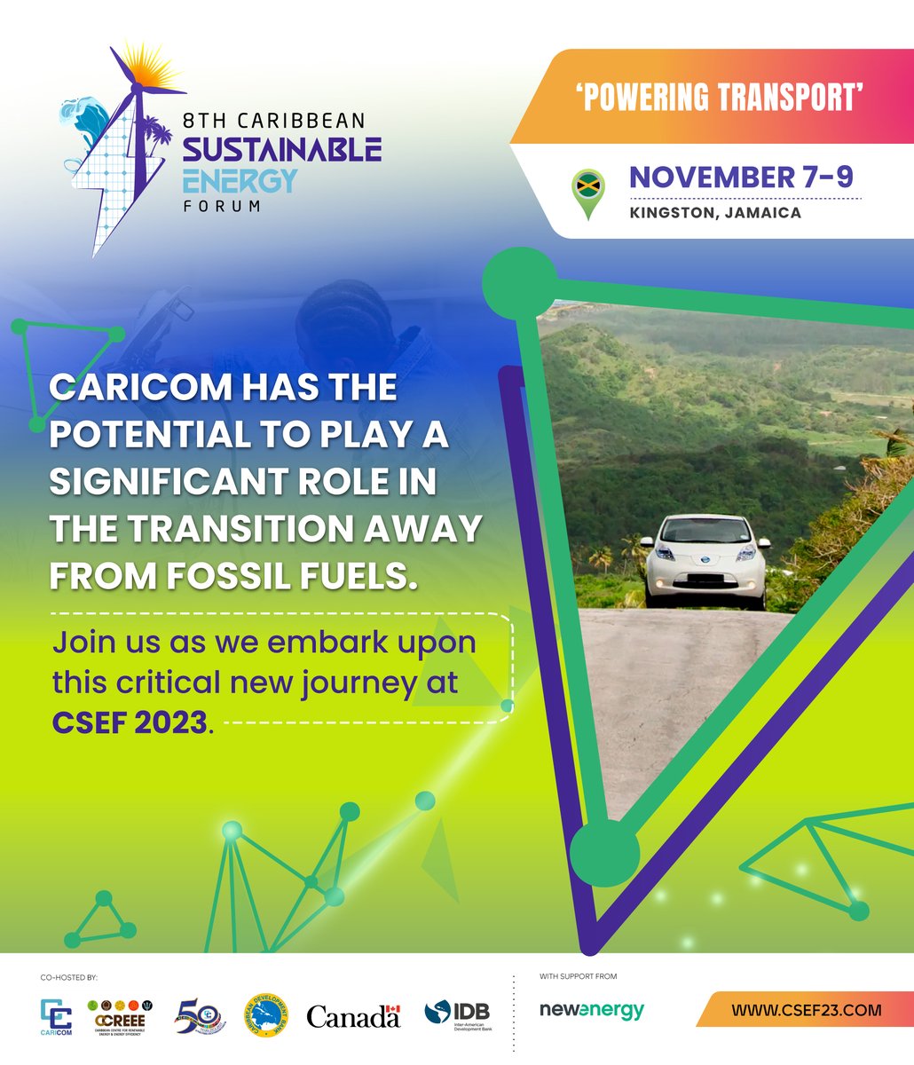 CCREEE_GNSEC's tweet photo. Join us at the Caribbean Sustainable Energy Forum 2023 and be part of the conversation on the exciting transition to sustainable energy in the Caribbean region! ๐๐ Let's shape a greener, brighter future together. Register now! #CaribbeanEnergy2023. #CSEF2023 #CSEF8 https://t.co/tuWKEgPJgy