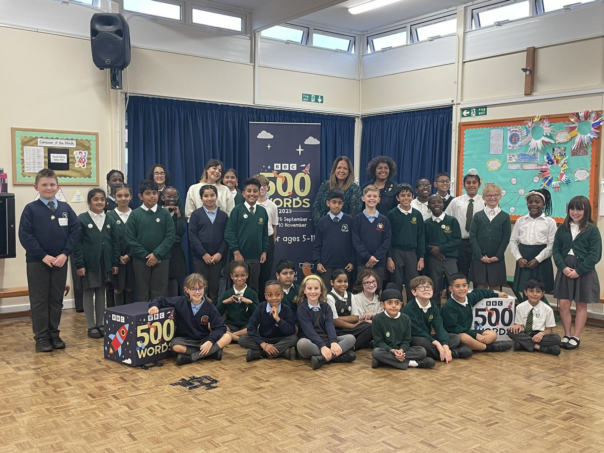 Reading Ambassadors from Palmers Cross, joined the rest of trust to celebrate the launch of the BBC 500 word’s competition, with Lauren from CBBC and author Nadia Shireen.